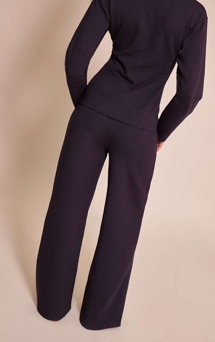 Navy Interlock Pintuck Straight Leg Sweatpants image 3