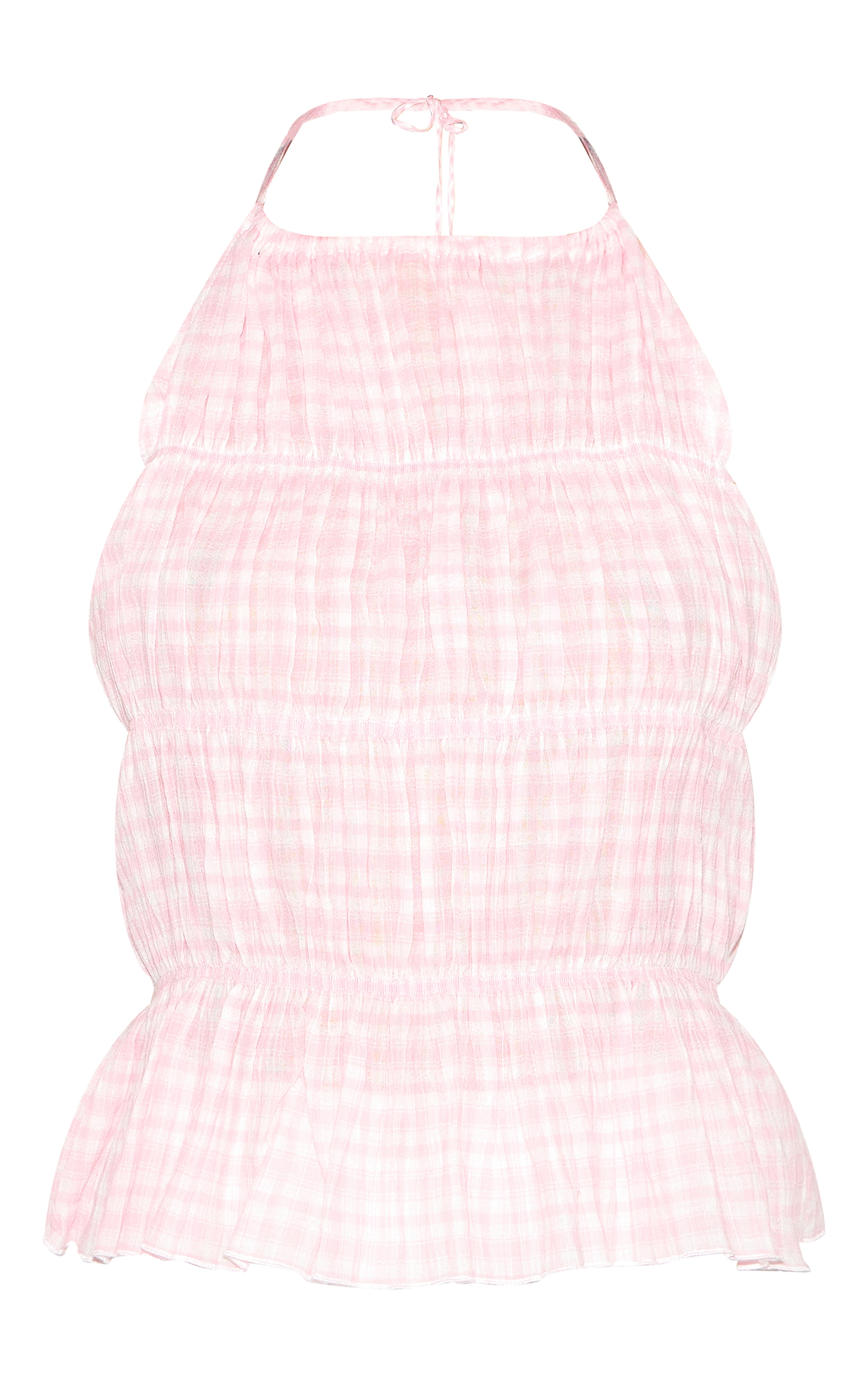 Light Pink Check Tiered Long Top image 5