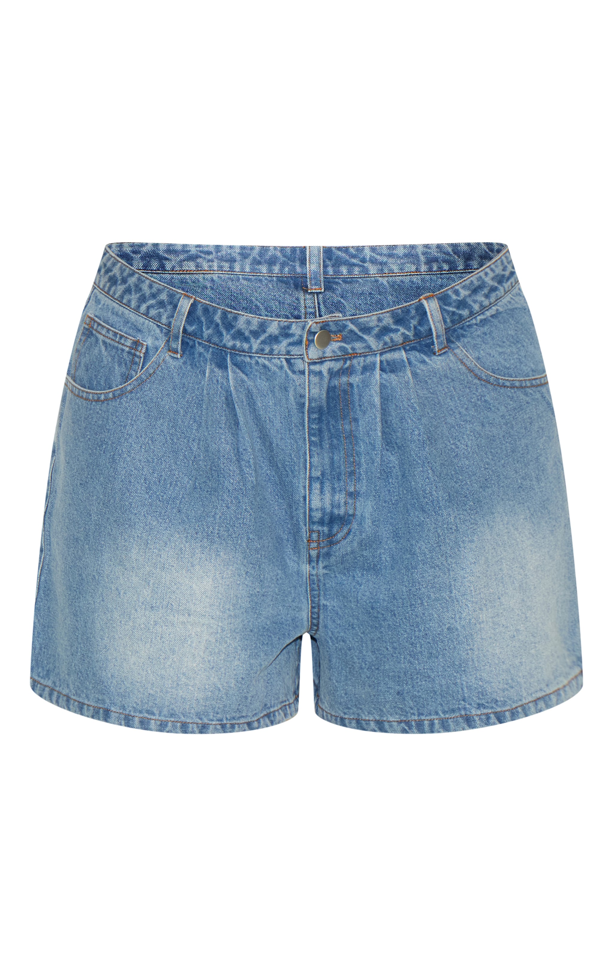 Plus Short en jean vintage clair délavé à taille haute et ourlets larges image 6
