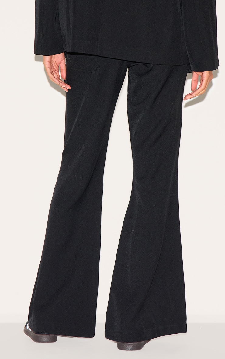 Black Low Rise Pocket Detail Tailored Woven Flared Pants image 3
