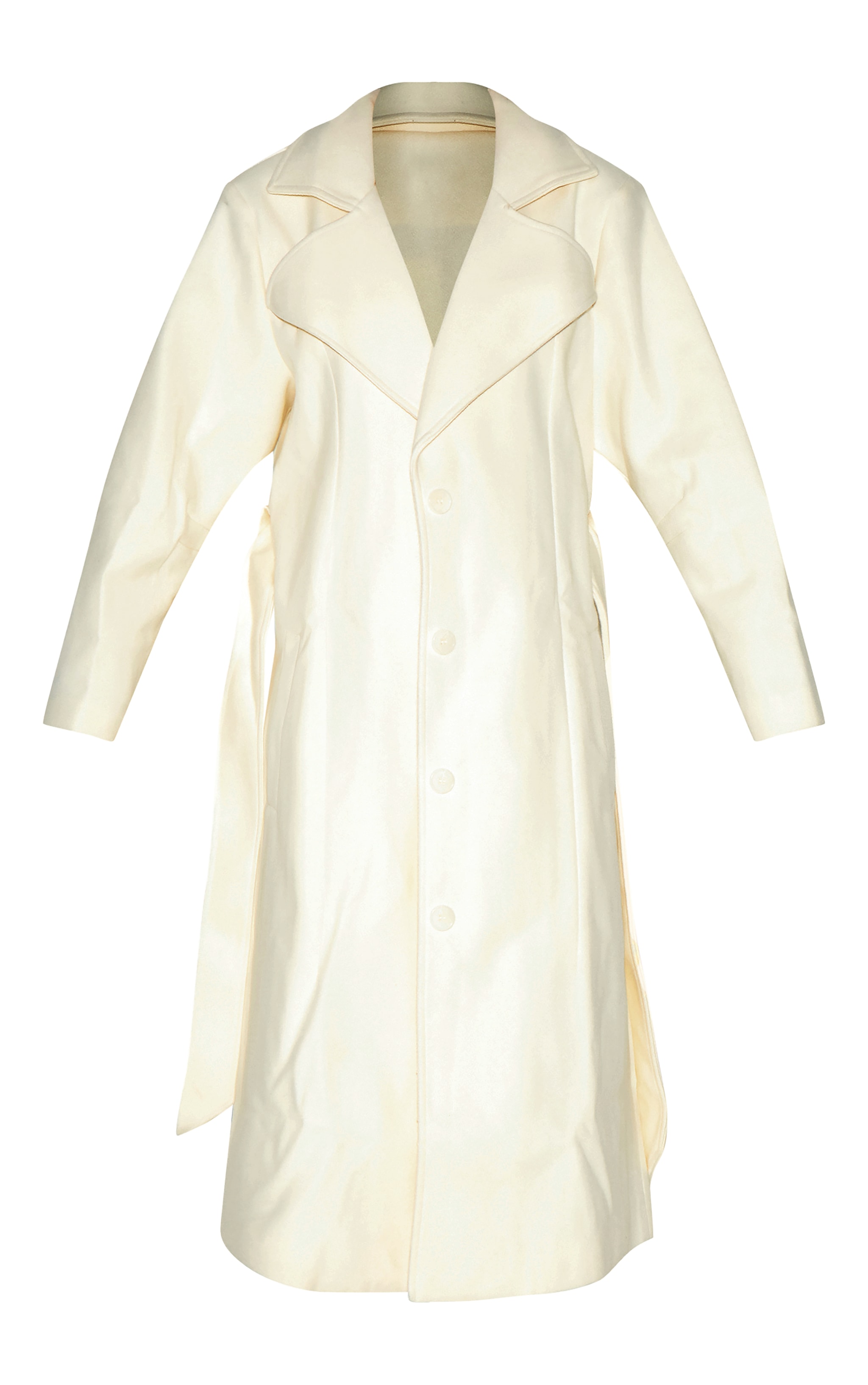 Manteau trench ample en effet laine écrue image 5