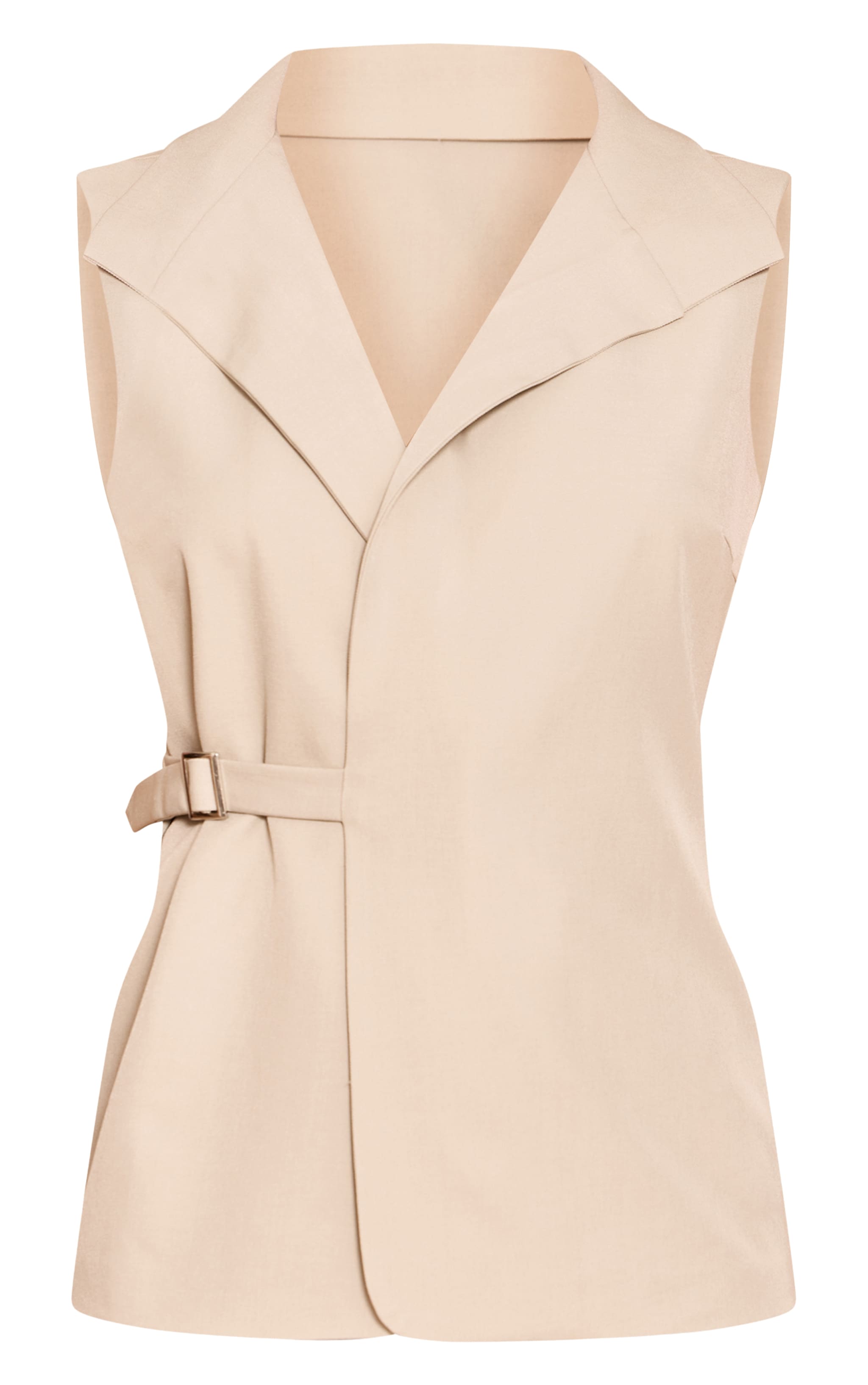 Stone Oversized Buckle Detail Longline Waistcoat image 5