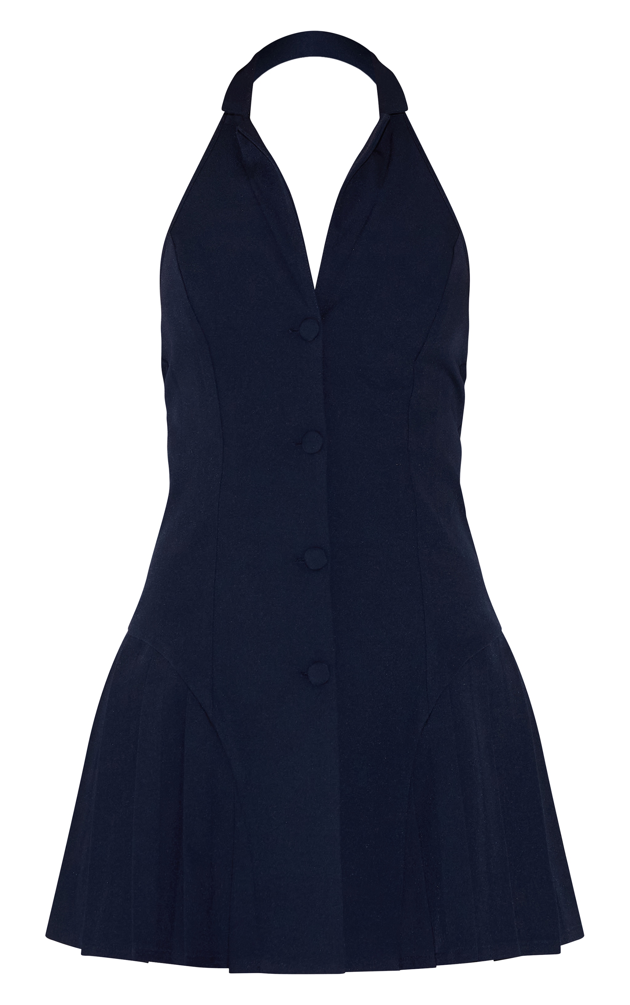 Tall  Woven Halterneck Button Up Pleated Mini Dress image 5