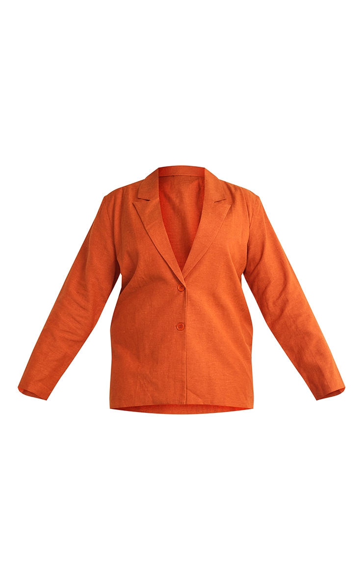 Plus Rust Linen Oversized Blazer image 5