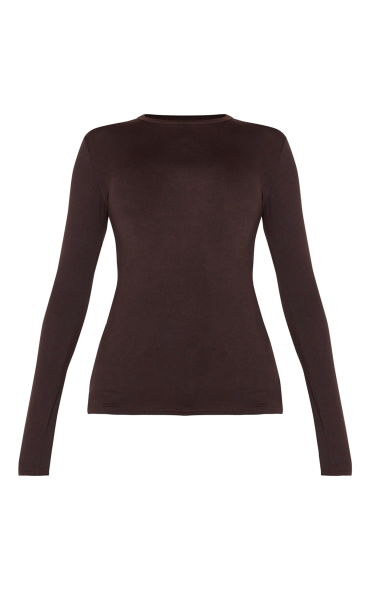 Tall Chocolate Brown Basic Long Sleeve Top image 3