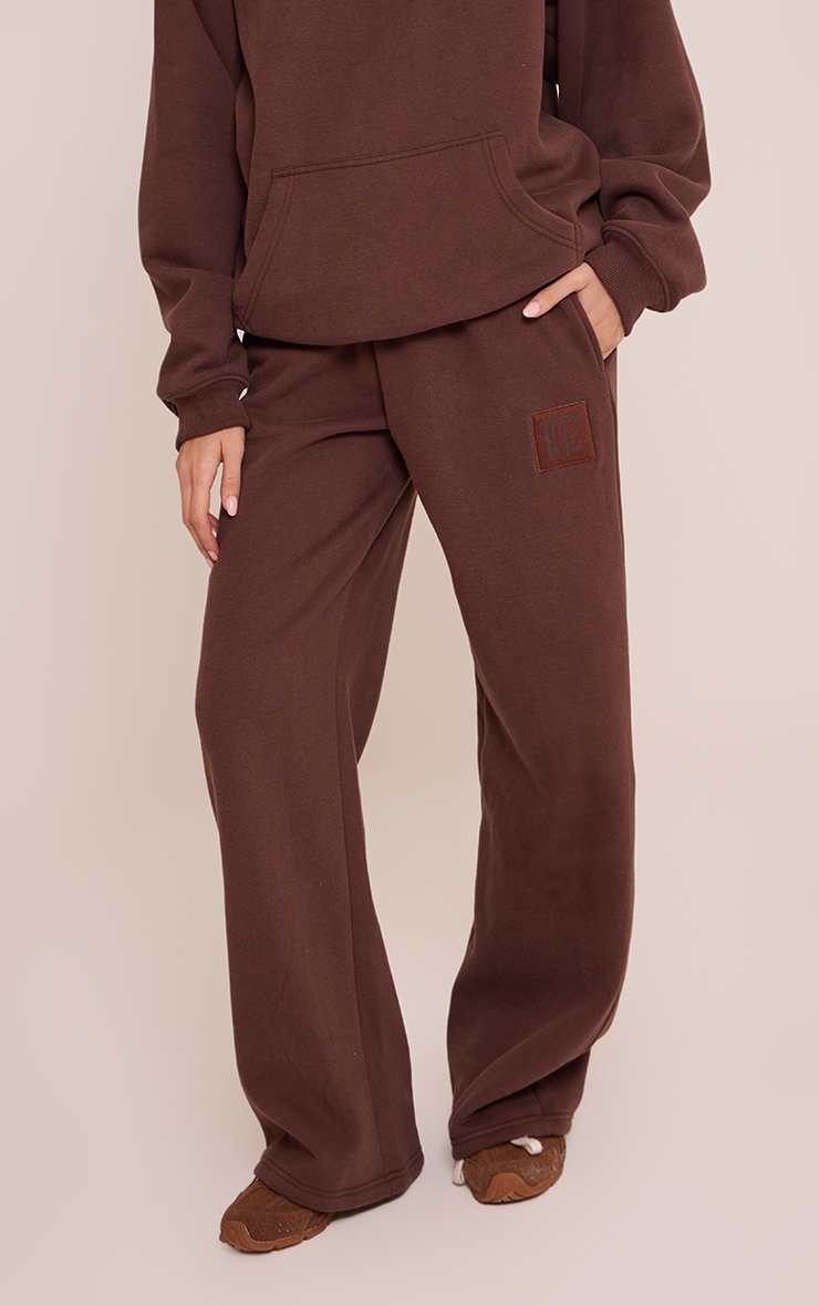 Chocolate PLT Badge Cotton Fleece Straight Leg Joggers image 2