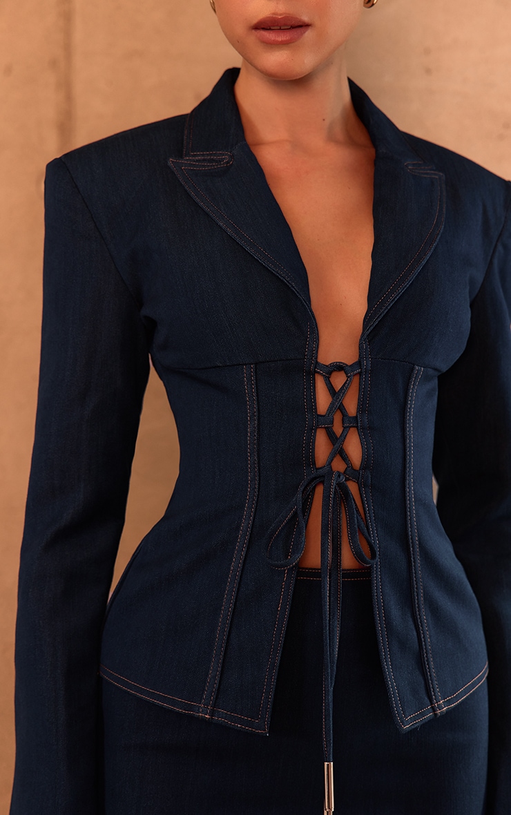 PLT Label Micro jupe de tailleur bleu jean image 5