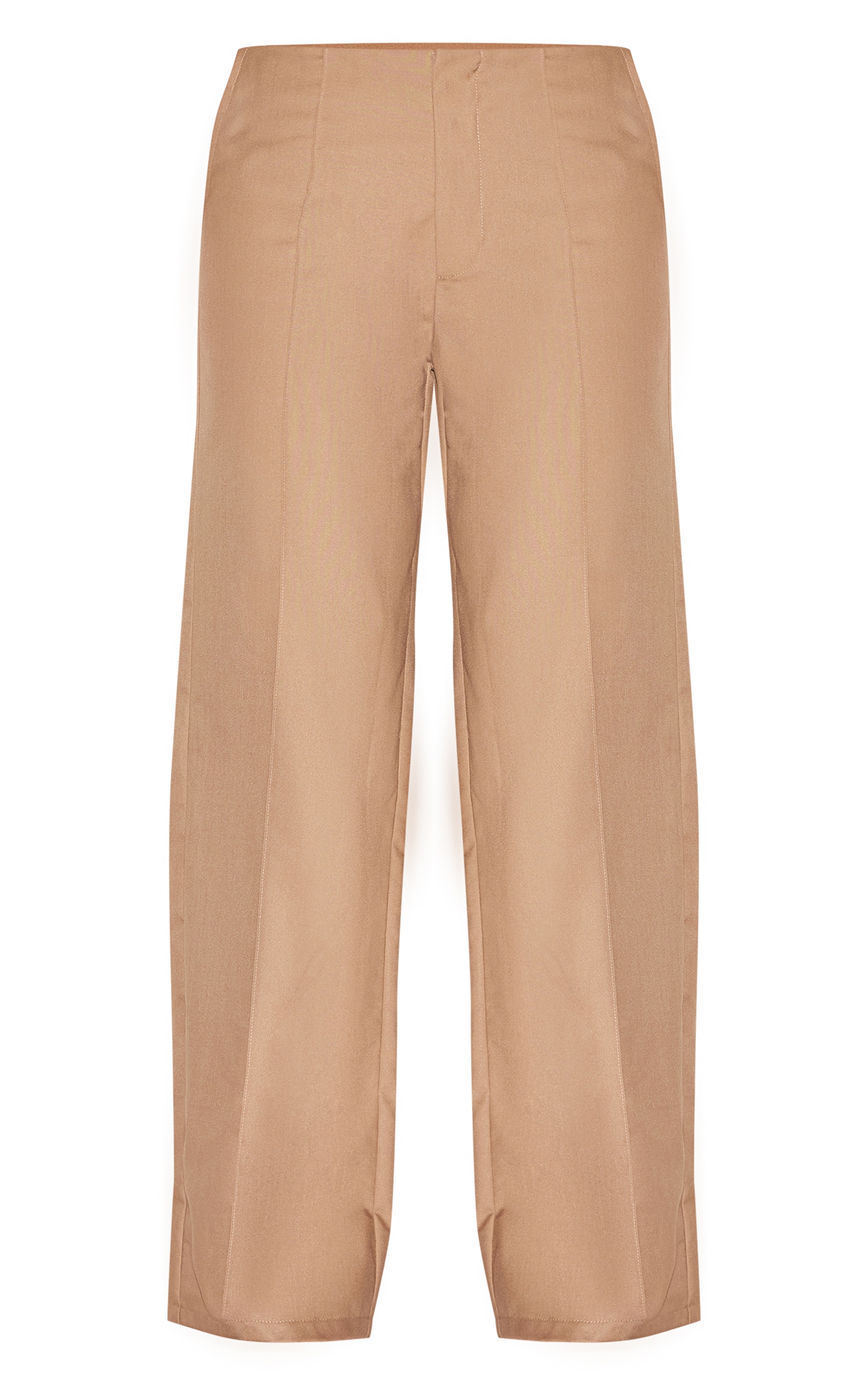 Taupe Woven Low Rise Seam Detail Straight Leg Pants image 5