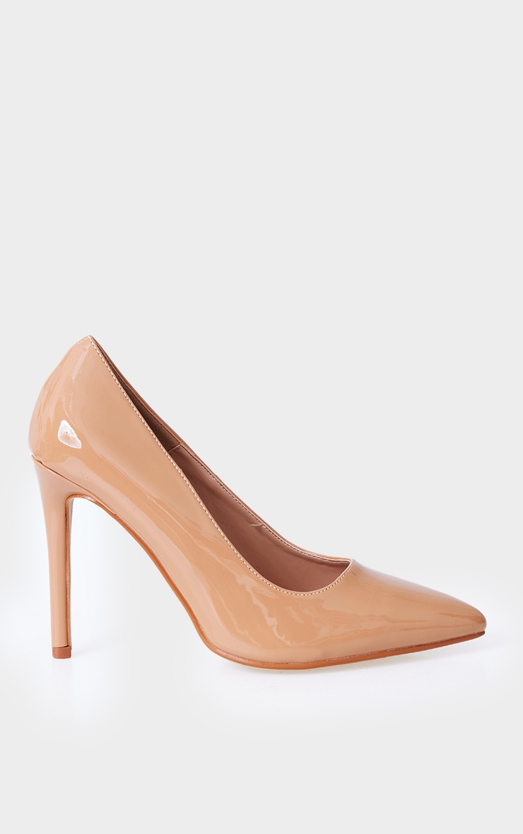 Nude Patent PU Court Shoes Heels | Footwear | PrettyLittleThing