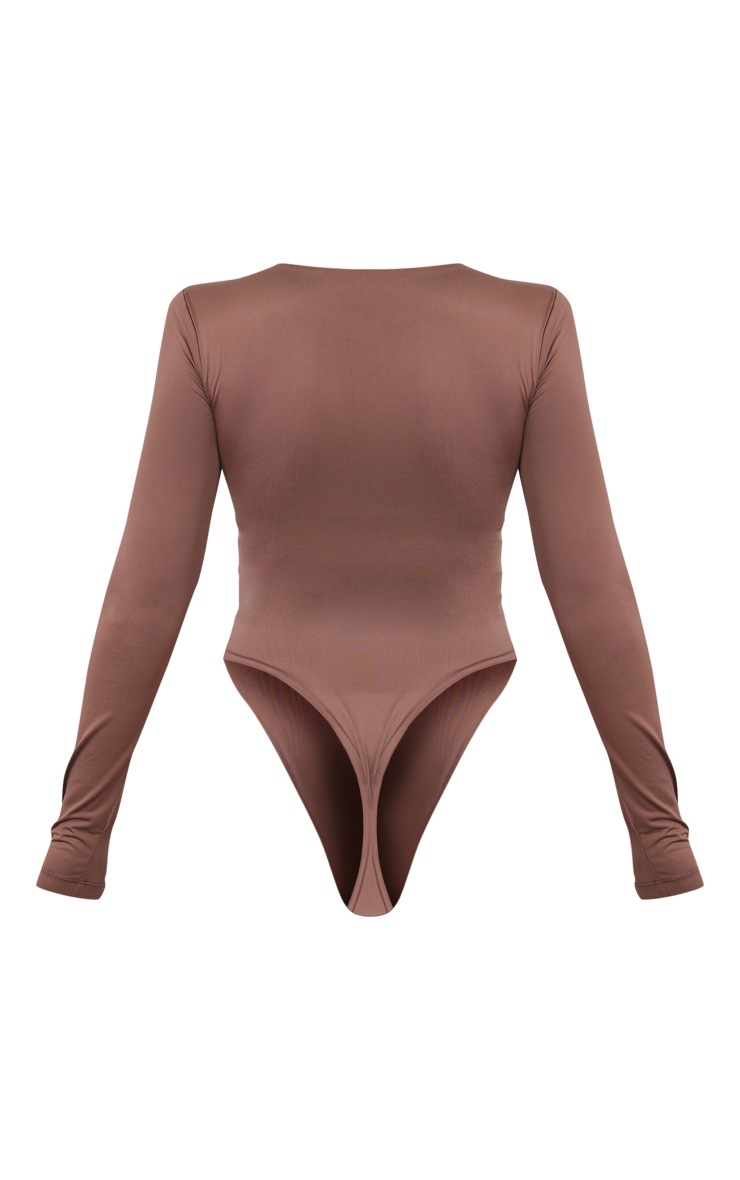 Dark Brown Slinky Long Sleeve Bodysuit image 6