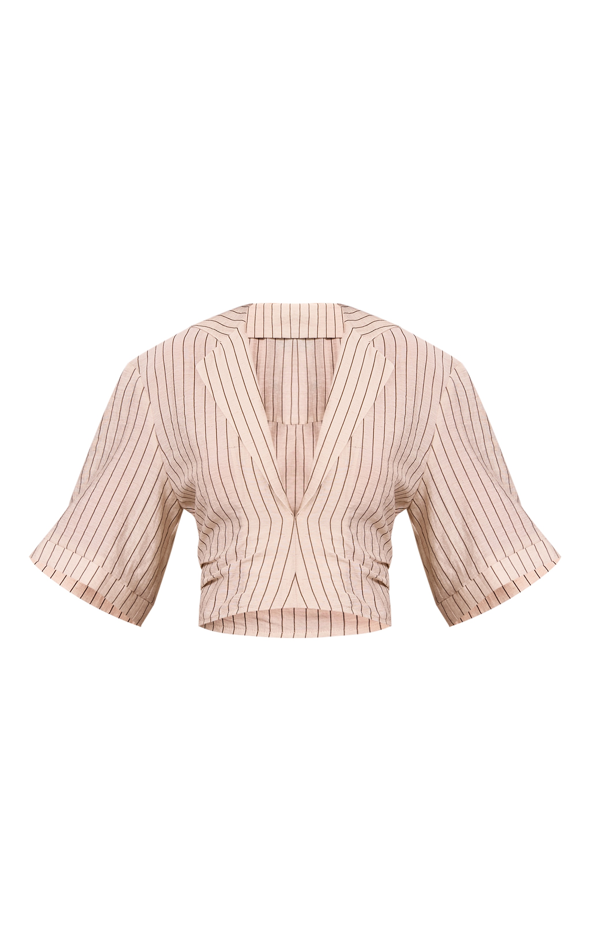 Chemise courte légere tissée gris pierre à fines rayures image 5