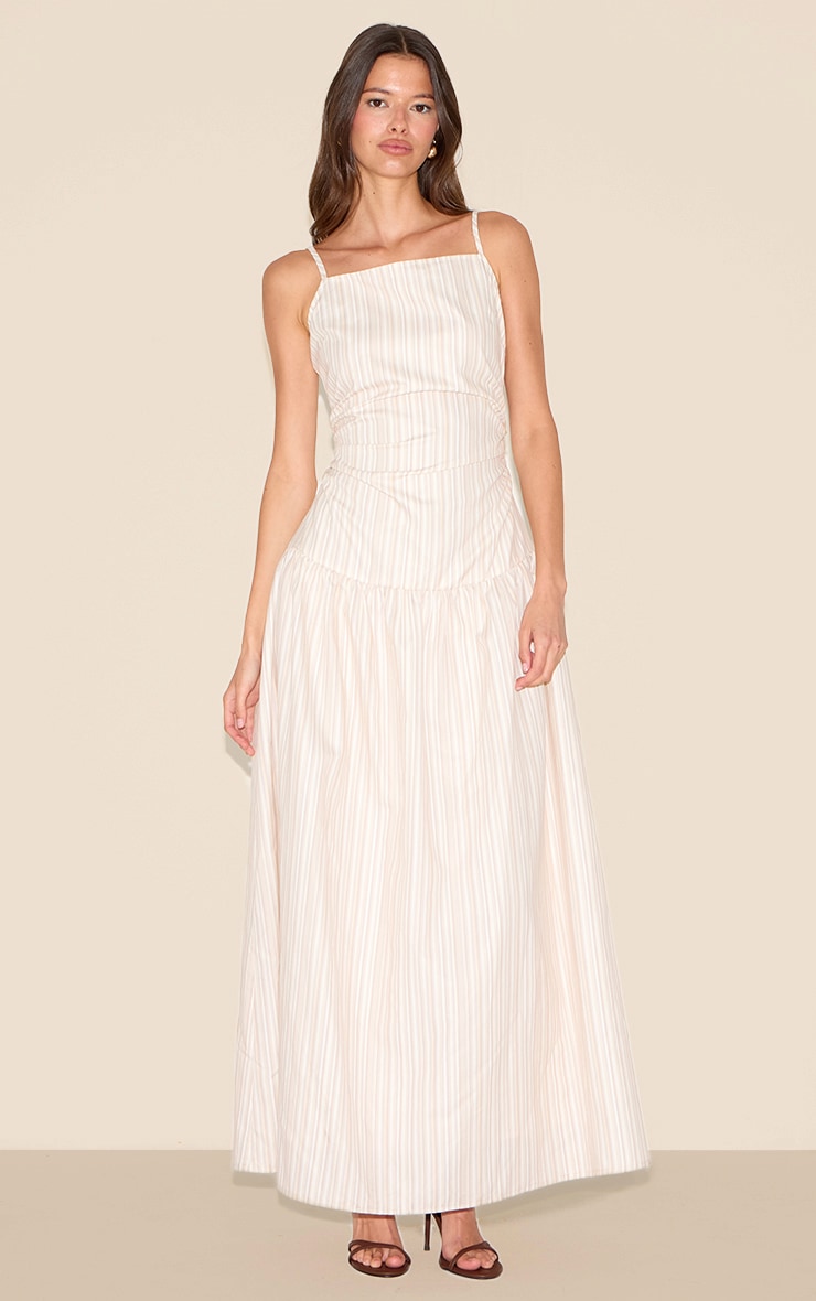 Stone Stripe Ruched Strappy Midaxi Dress image 1