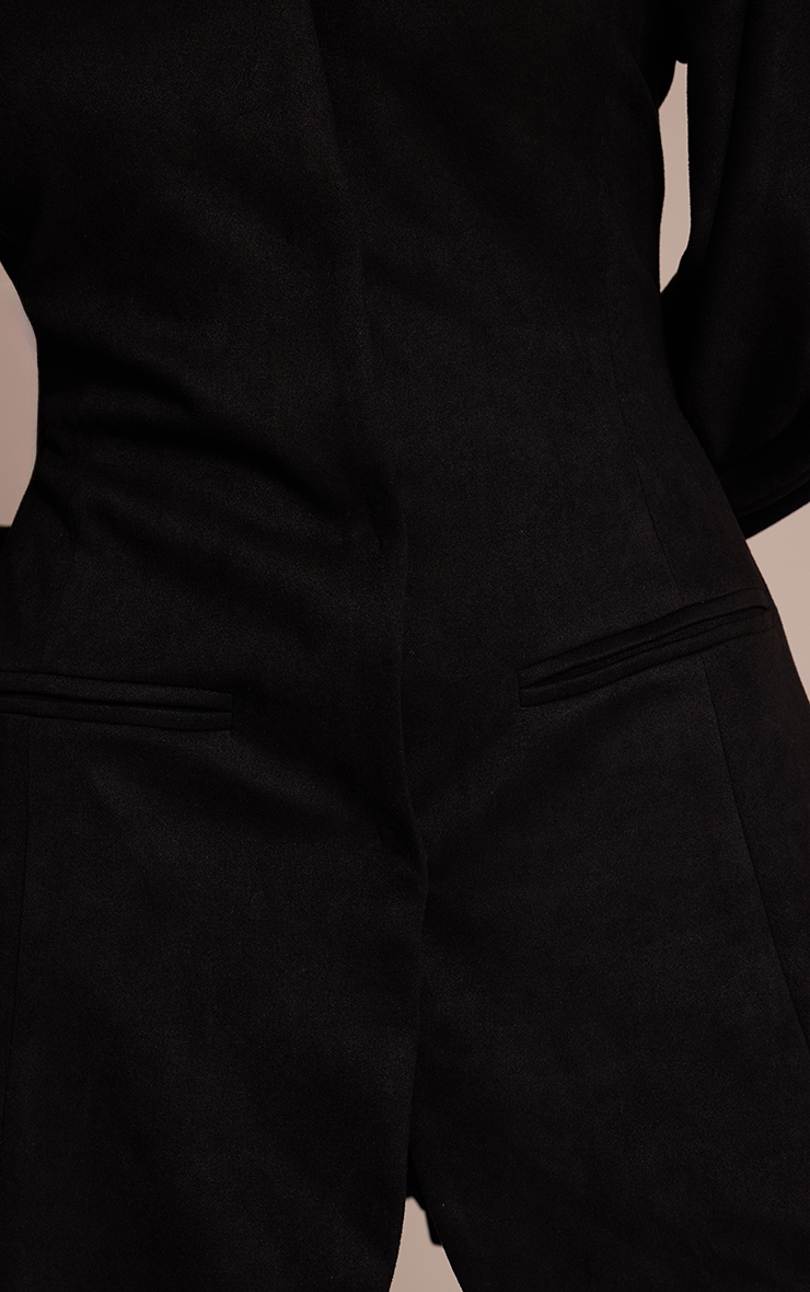 Black Faux Suede Cocoon Sleeve Blazer Dress image 4