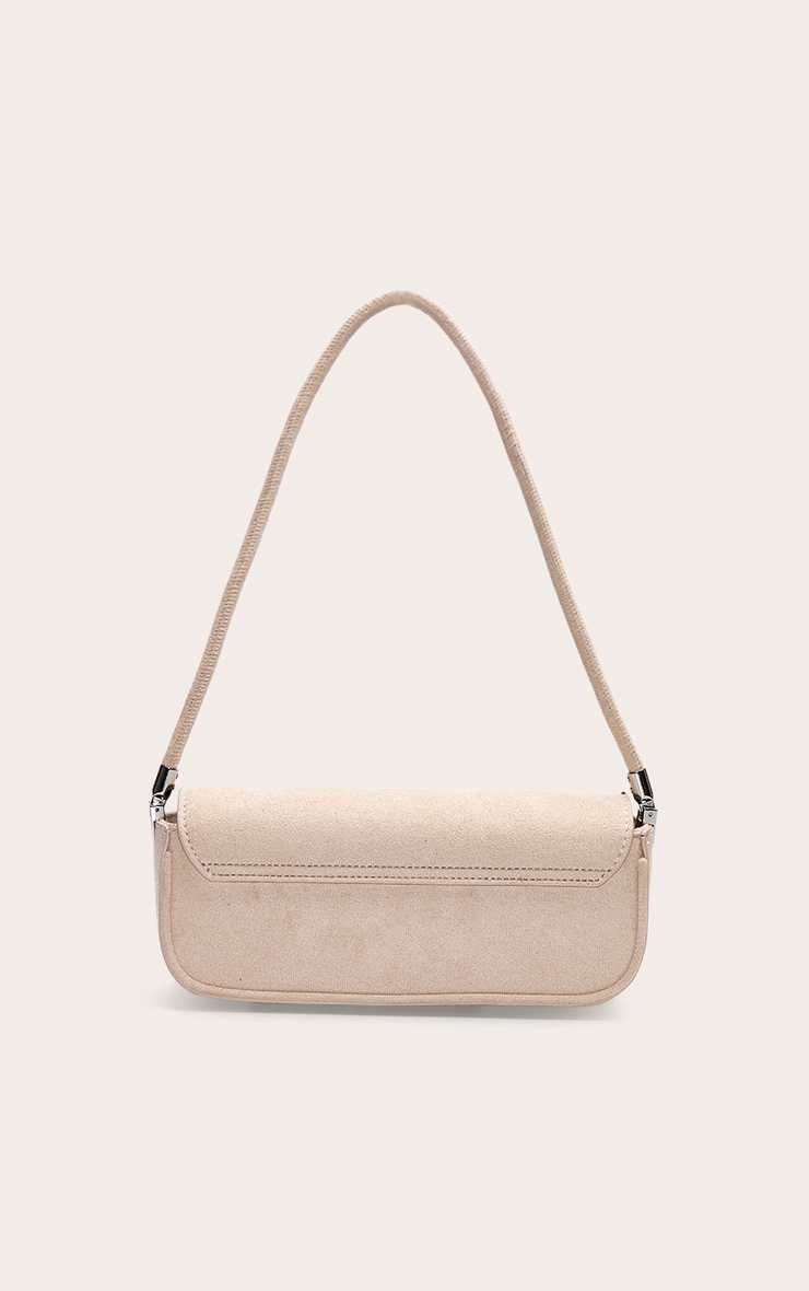 Cream Faux Suede Skinny Elongated Shoulder Bag image 4