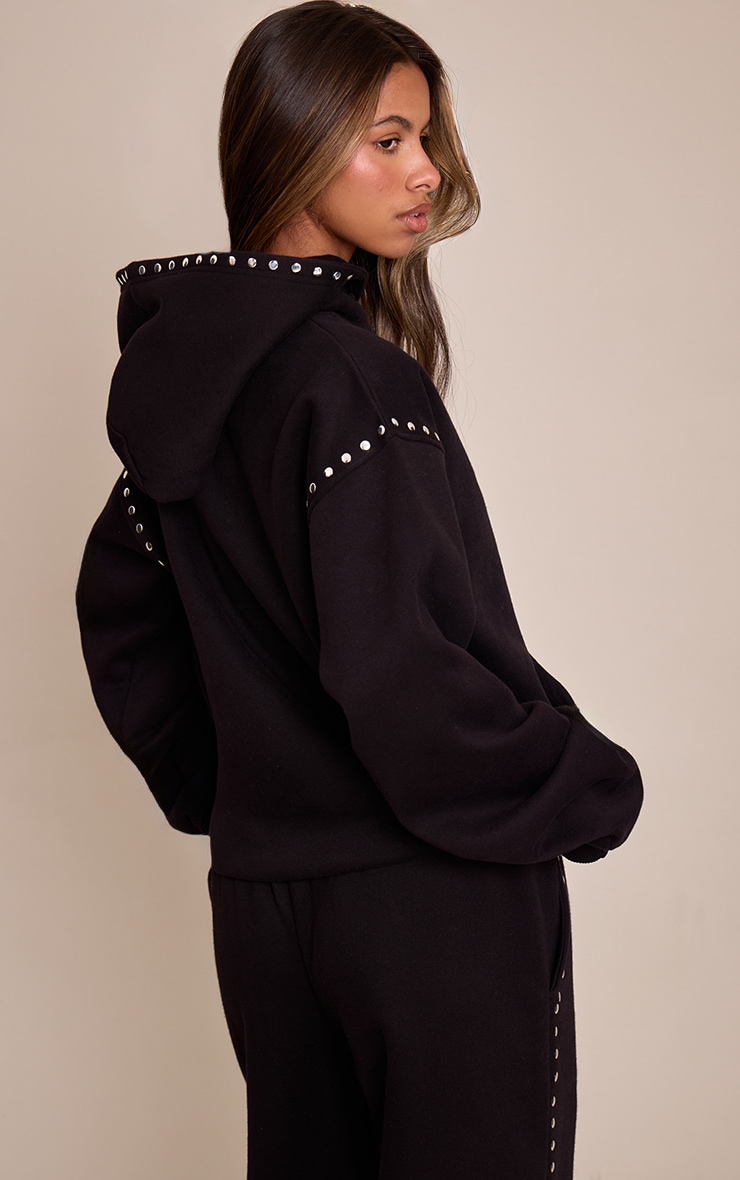 Petite Black Stud Detail Hoodie image 2