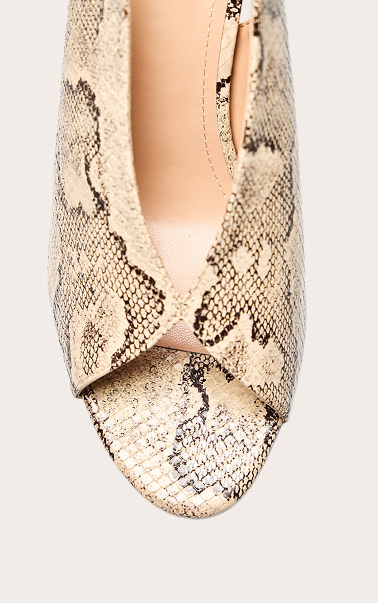 Natural Snake Open Toe Stiletto Sling Back Heels image 5