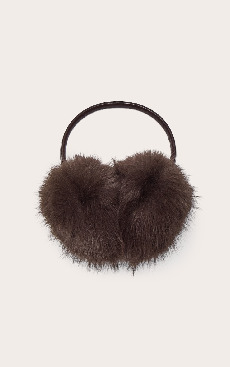 Chocolate Faux Fur Ear Muffs image 2