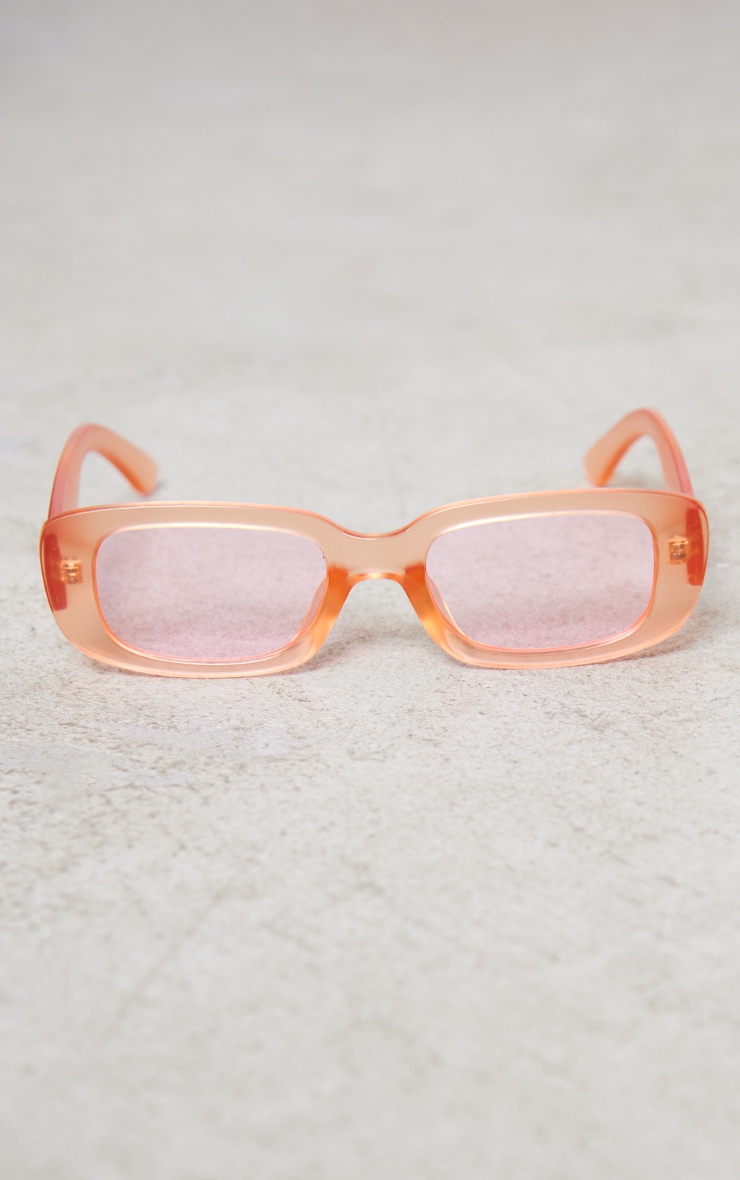  Peach Matte Curved Rectangular Sunglasses image 2