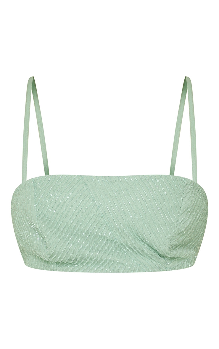 Bralette deluxe vert menthe ornée à col droit image 5