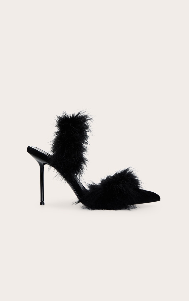 Black Feather Strap Court Heels image 2