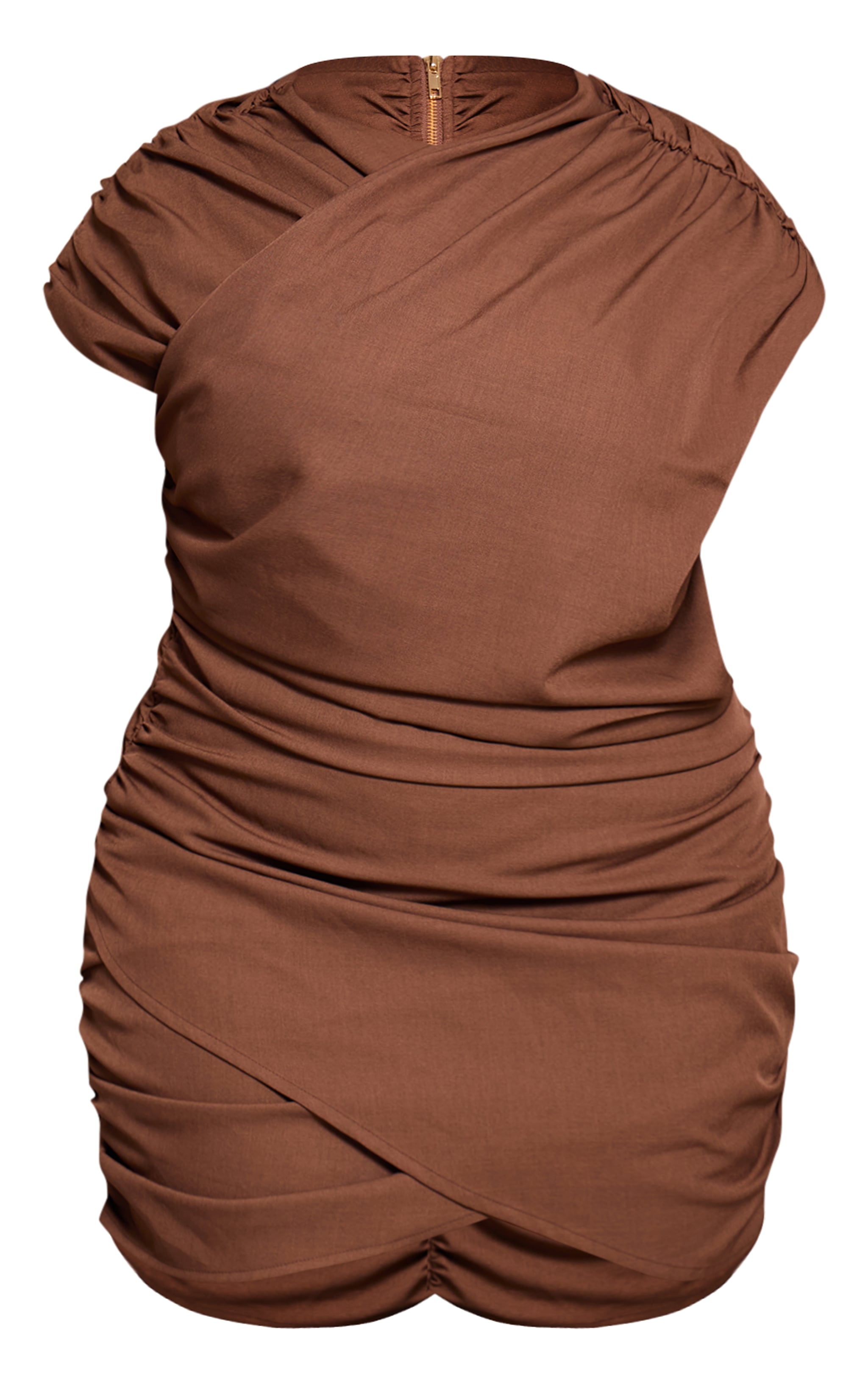 Plus Chocolate Brown Crossover Bodycon Dress image 5