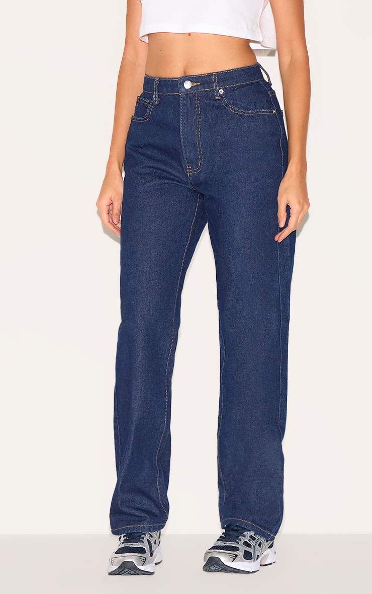 Indigo High Waist Straight Leg Jeans image 2