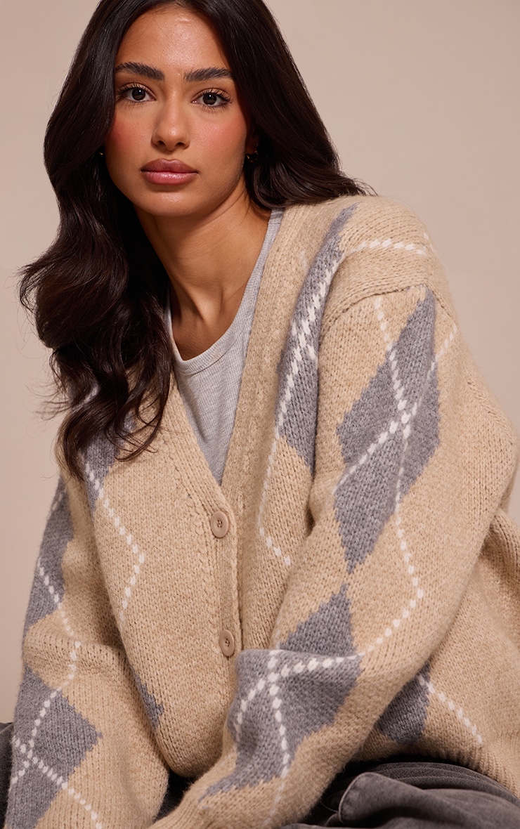 Petite Grey Chunky Knitted Button Up Cardigan image 4