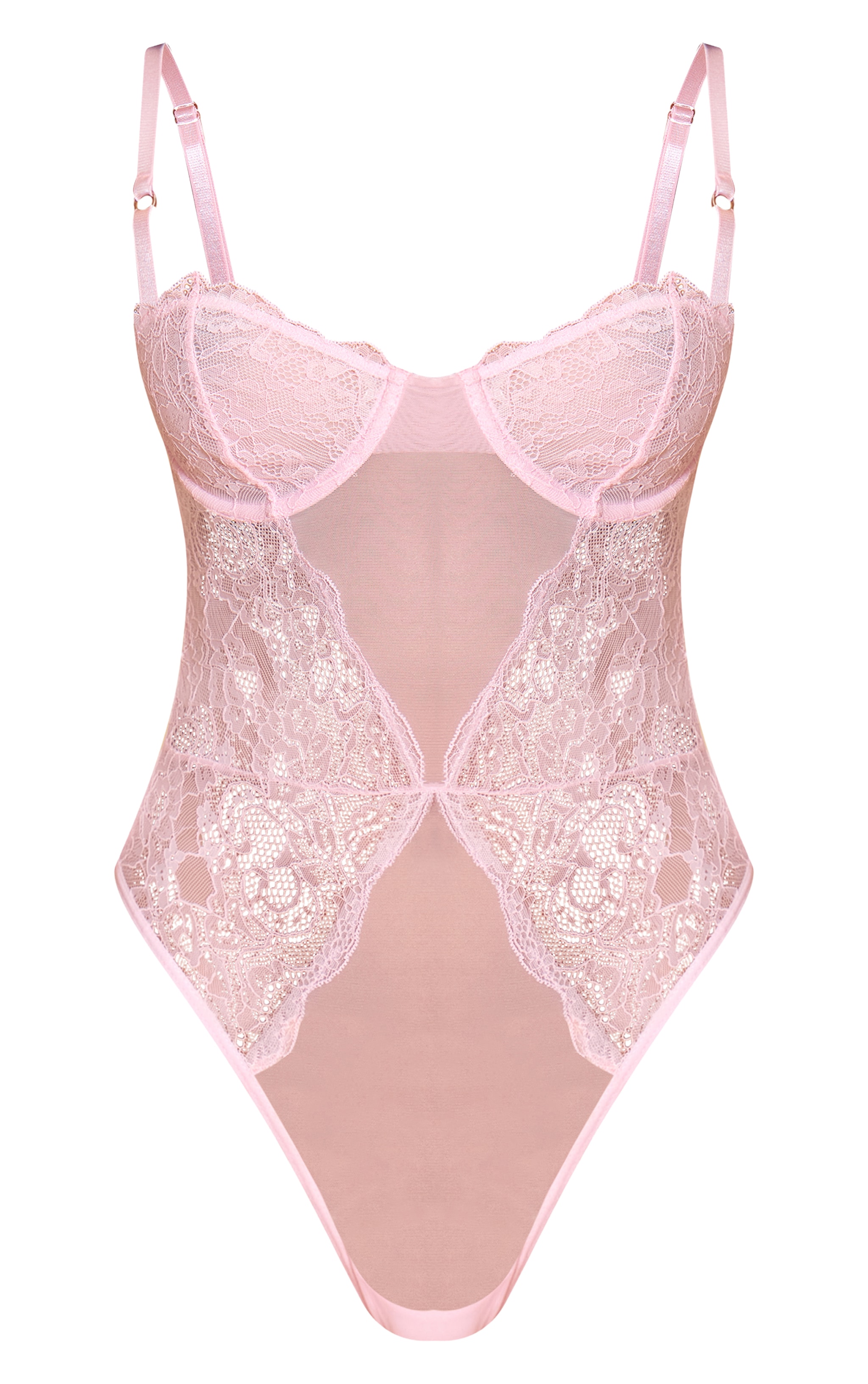Baby Pink Lace Underwired Lingerie Bodysuit image 5
