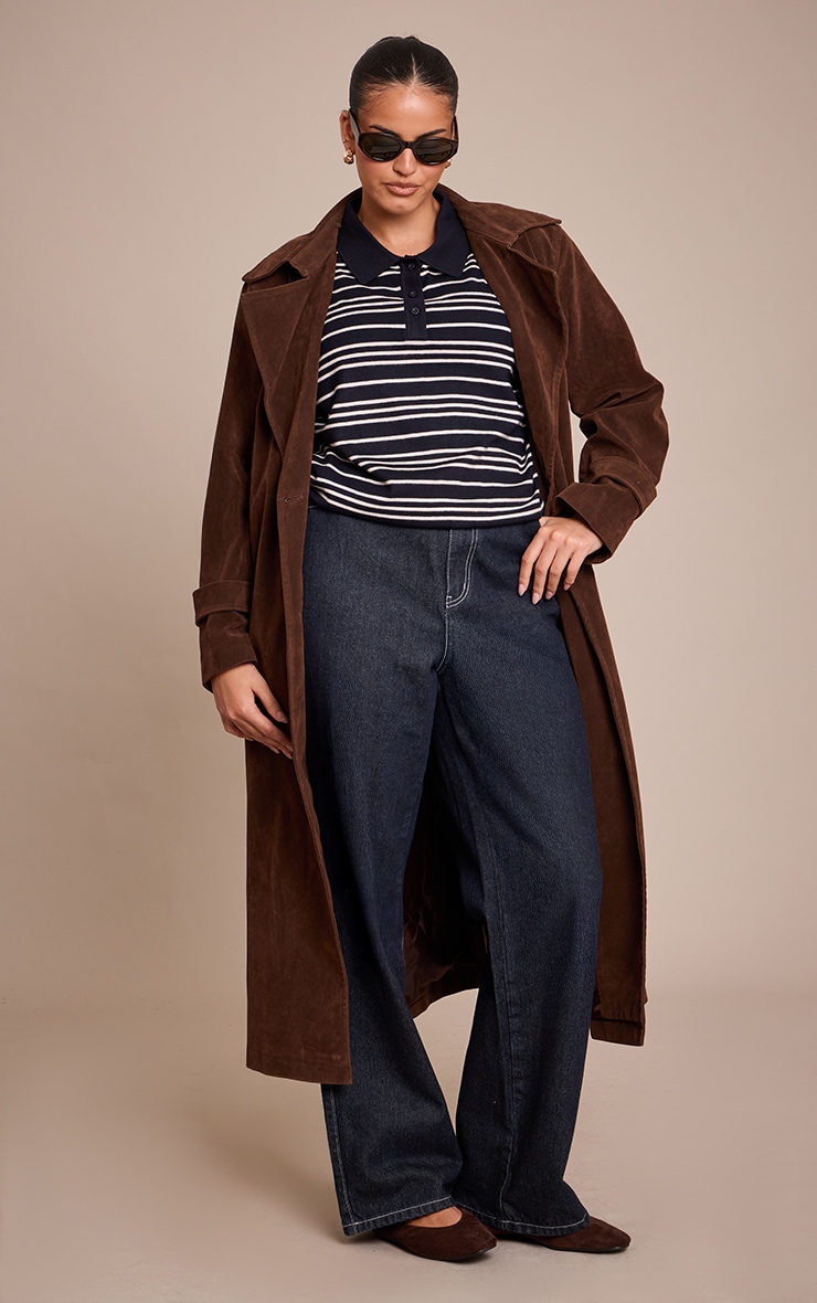 Plus Navy Polo Short Sleeve Knit Rugby Top image 3