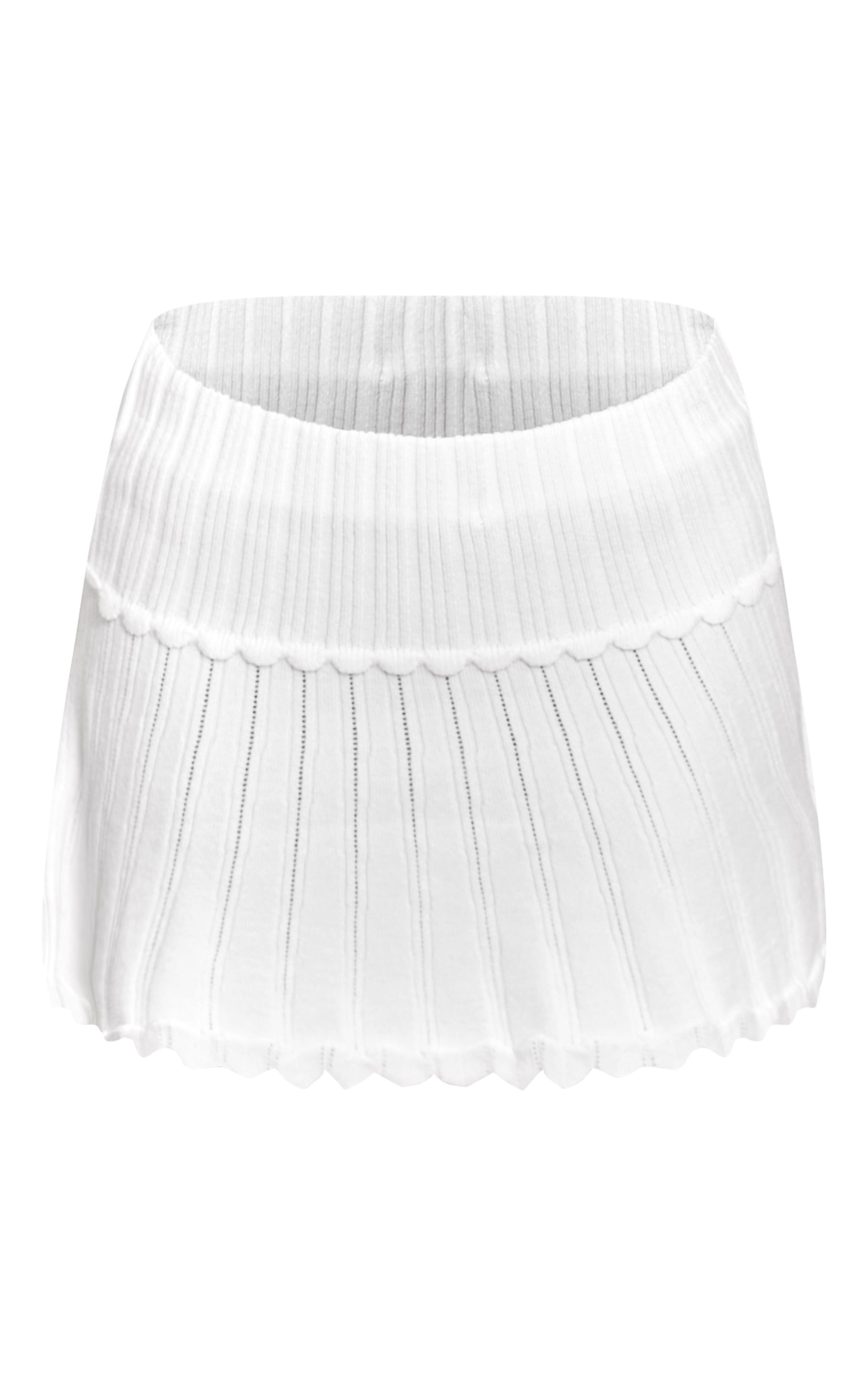 Petite White Knitted Pleated Mini Skirt image 6