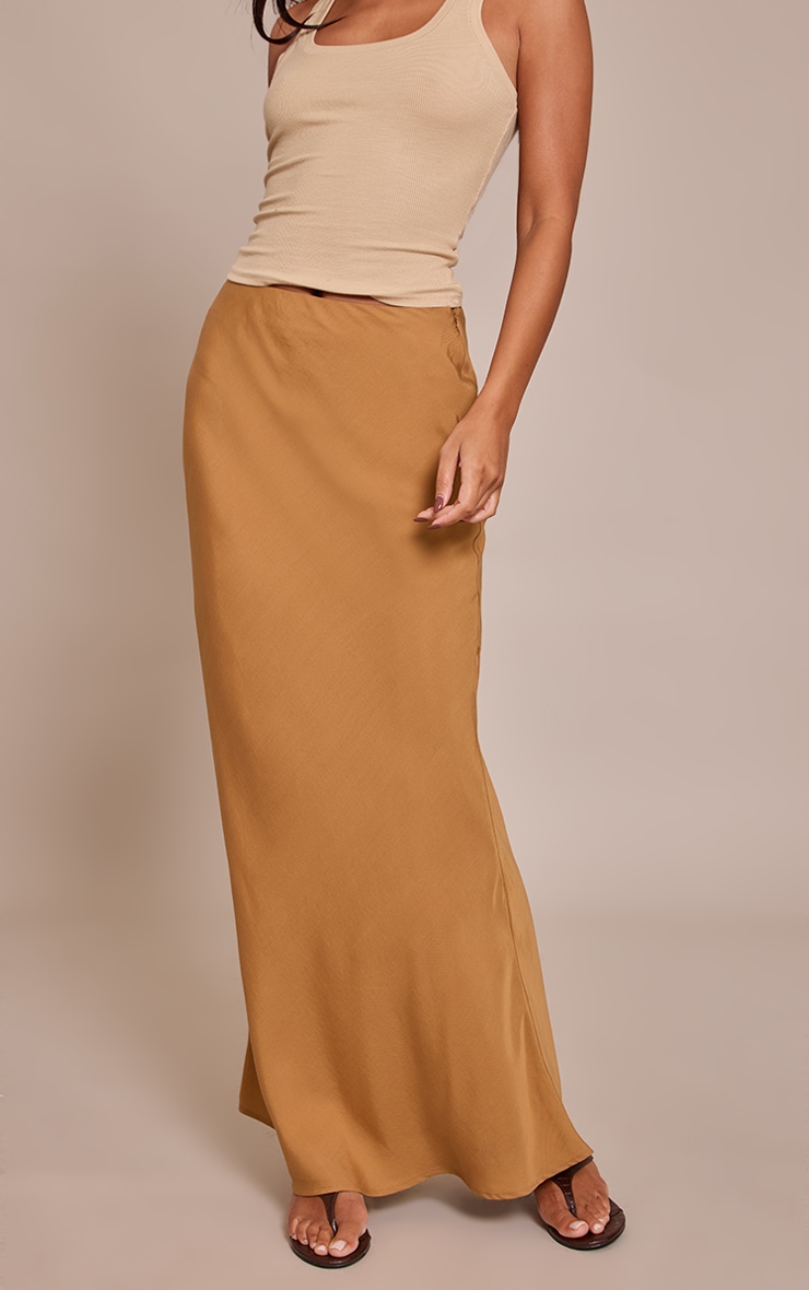 Tan Tencel Basic Maxi Skirt image 2