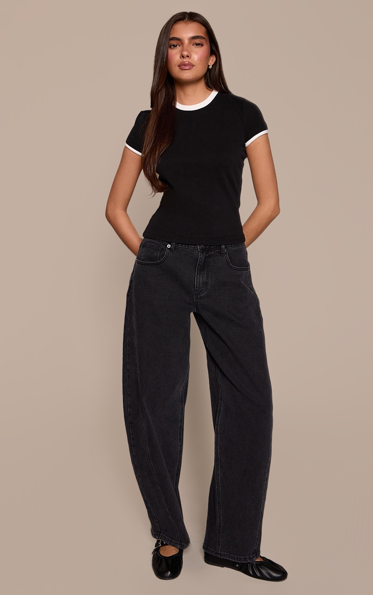 Black Contrast Soft Stretch Short Sleeve Tshirt image 3