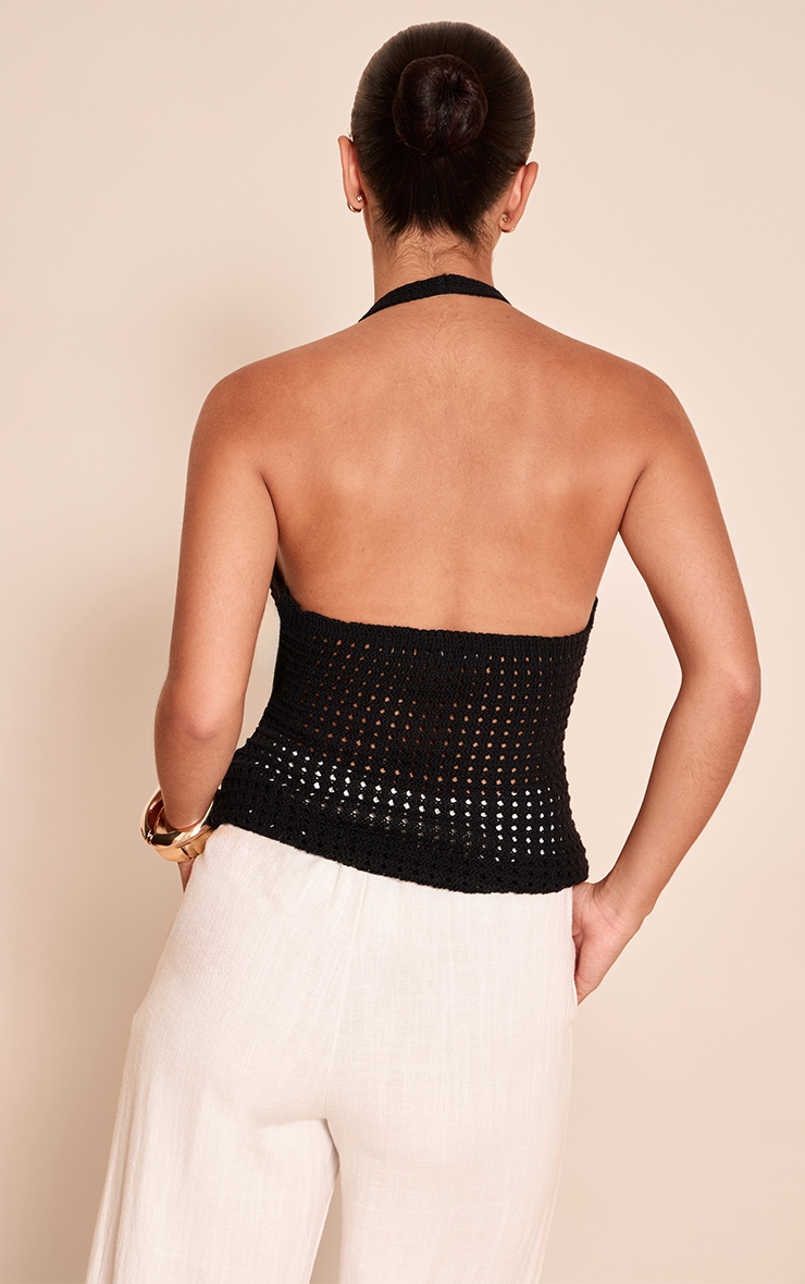 Black Crochet Halter Top image 2