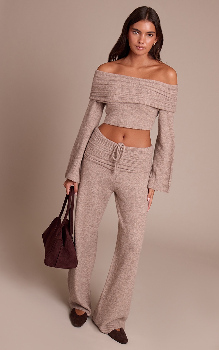 Mocha Rib Soft Knit Bardot Top image 3