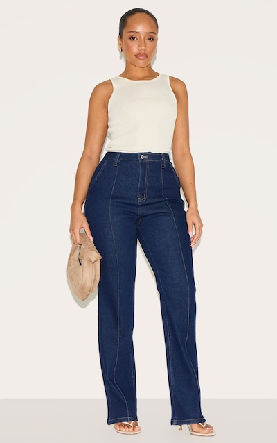 Shape Indigo Stretch Denim Highwaisted Pintuck Adjustable Back Detail Jeans