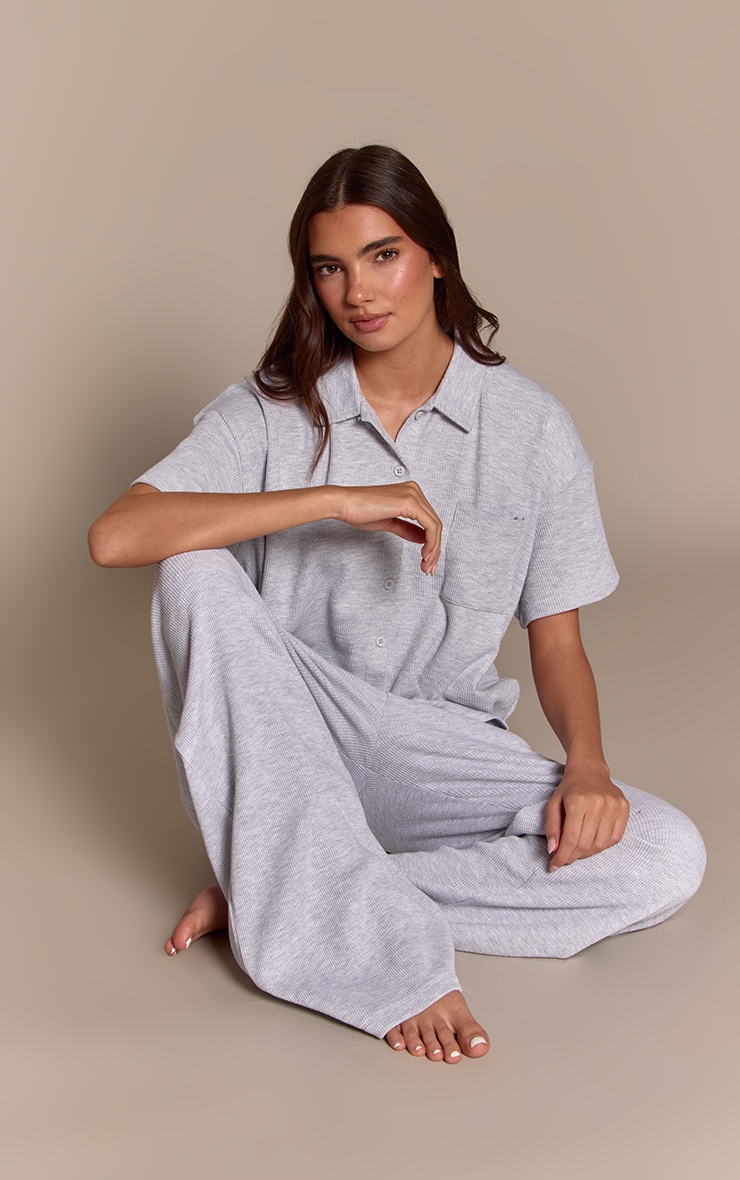 Ash Grey Waffle Pyjama Bottoms   image 2