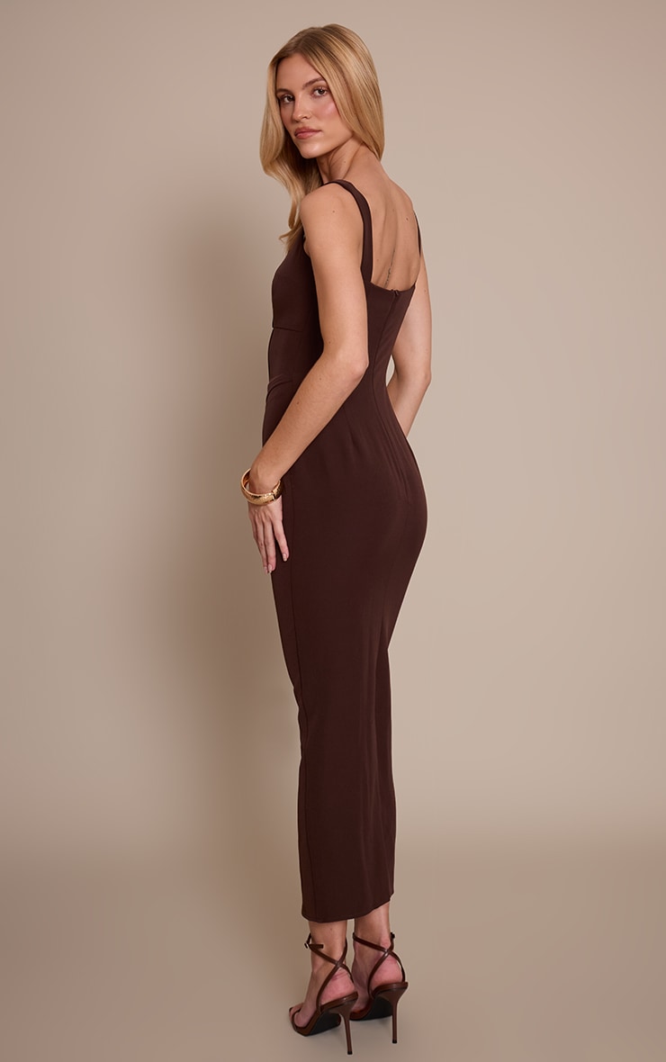 Chocolate Woven Corset Detail Maxi Dress image 2