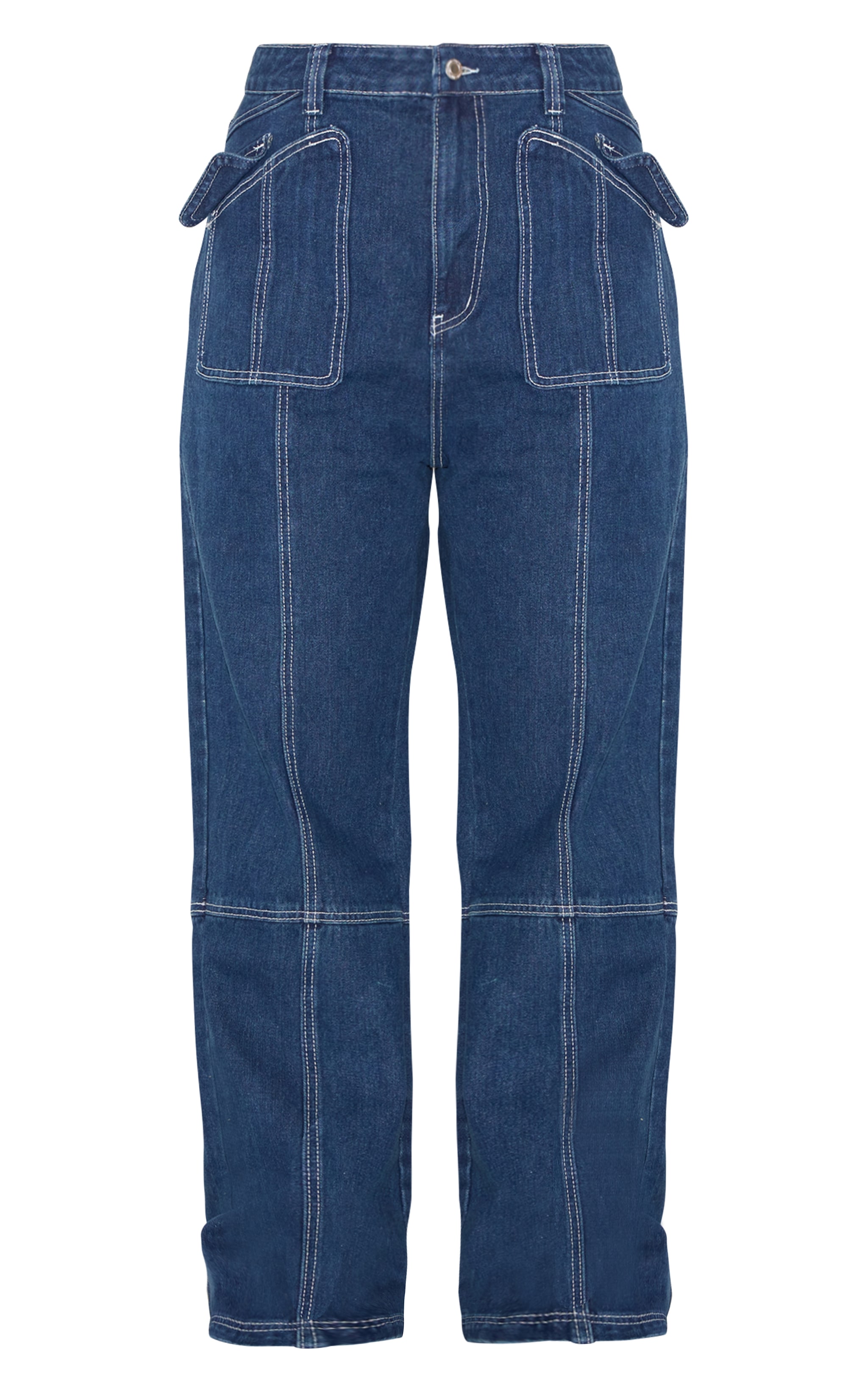 Plus Indigo Blue Wash Wide Leg Pocket Detail Denim Jeans image 5