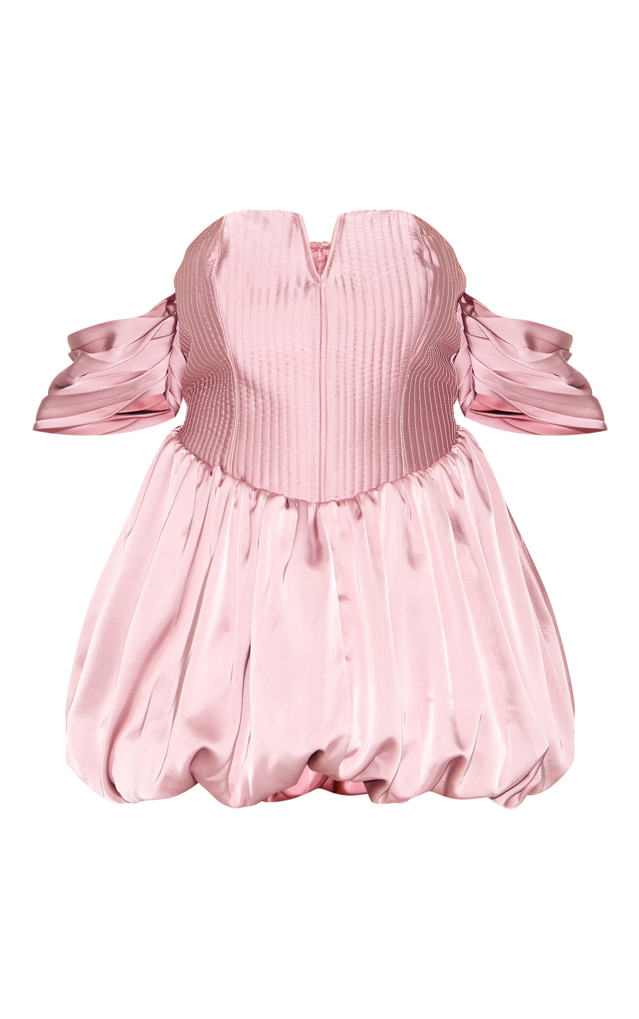 Plus Rose Satin Puffball Bardot Shift Dress image 5