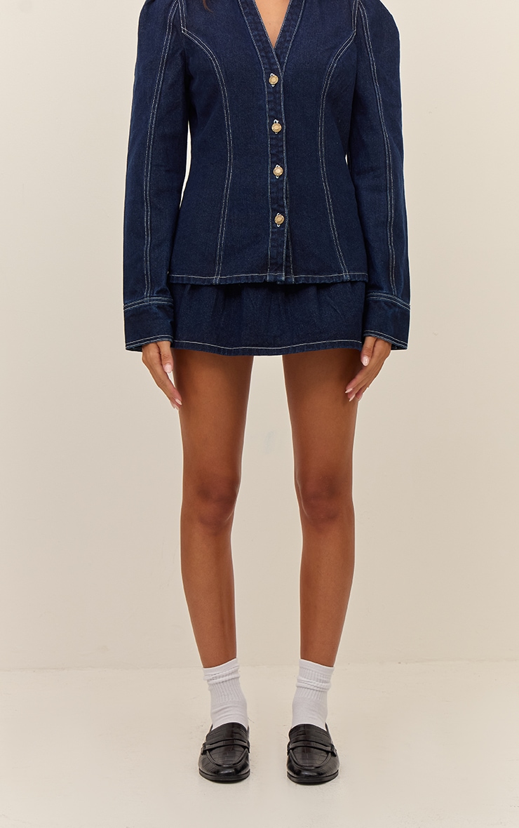 Indigo Floaty Pleated Denim Mini Skirt image 2