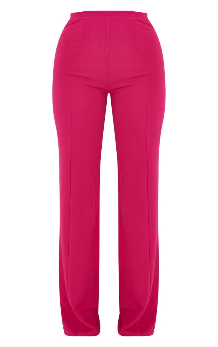 Pantalon large rose vif à coutures surjetées sur l'avant image 5