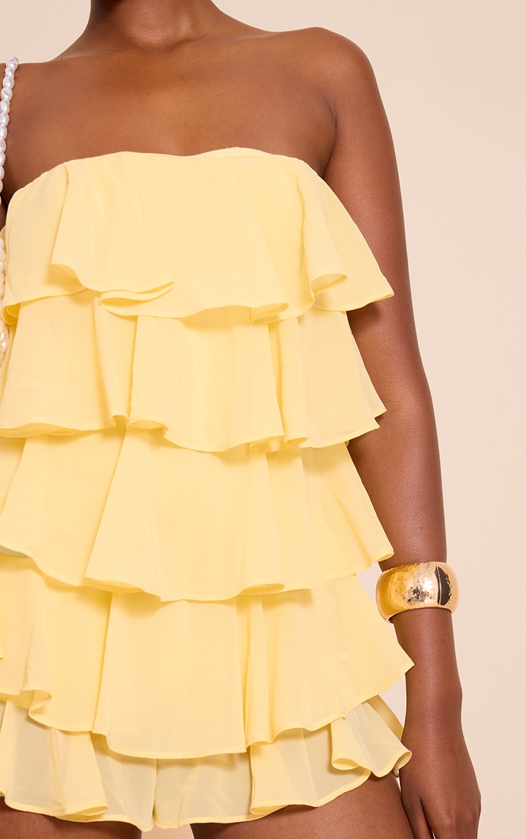 Lemon Chiffon Bandeau Frill Playsuit image 4