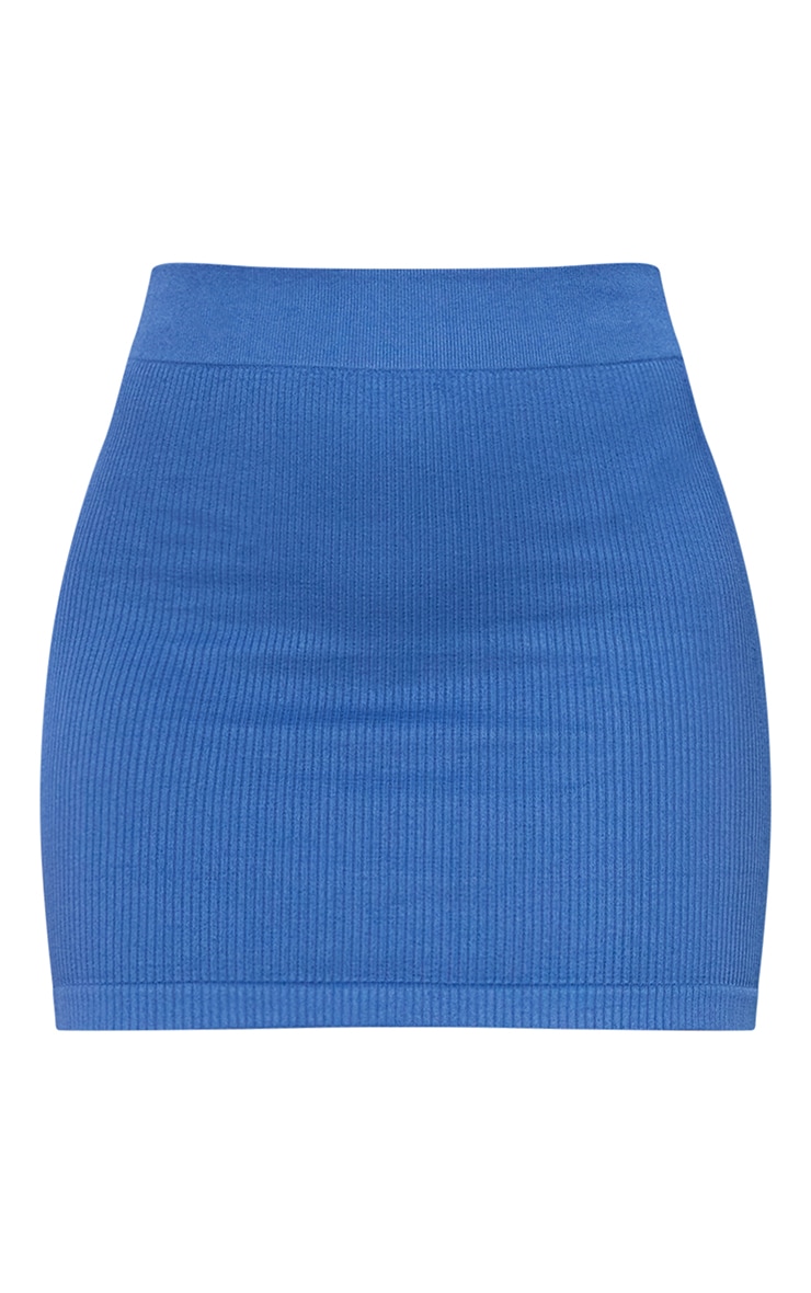 Basic Navy Structured Contour Rib Mini Skirt image 6