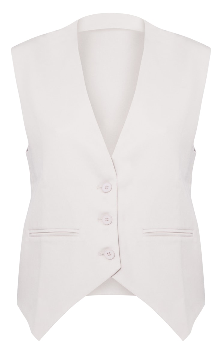 Tall Cream Button Front Waistcoat image 4