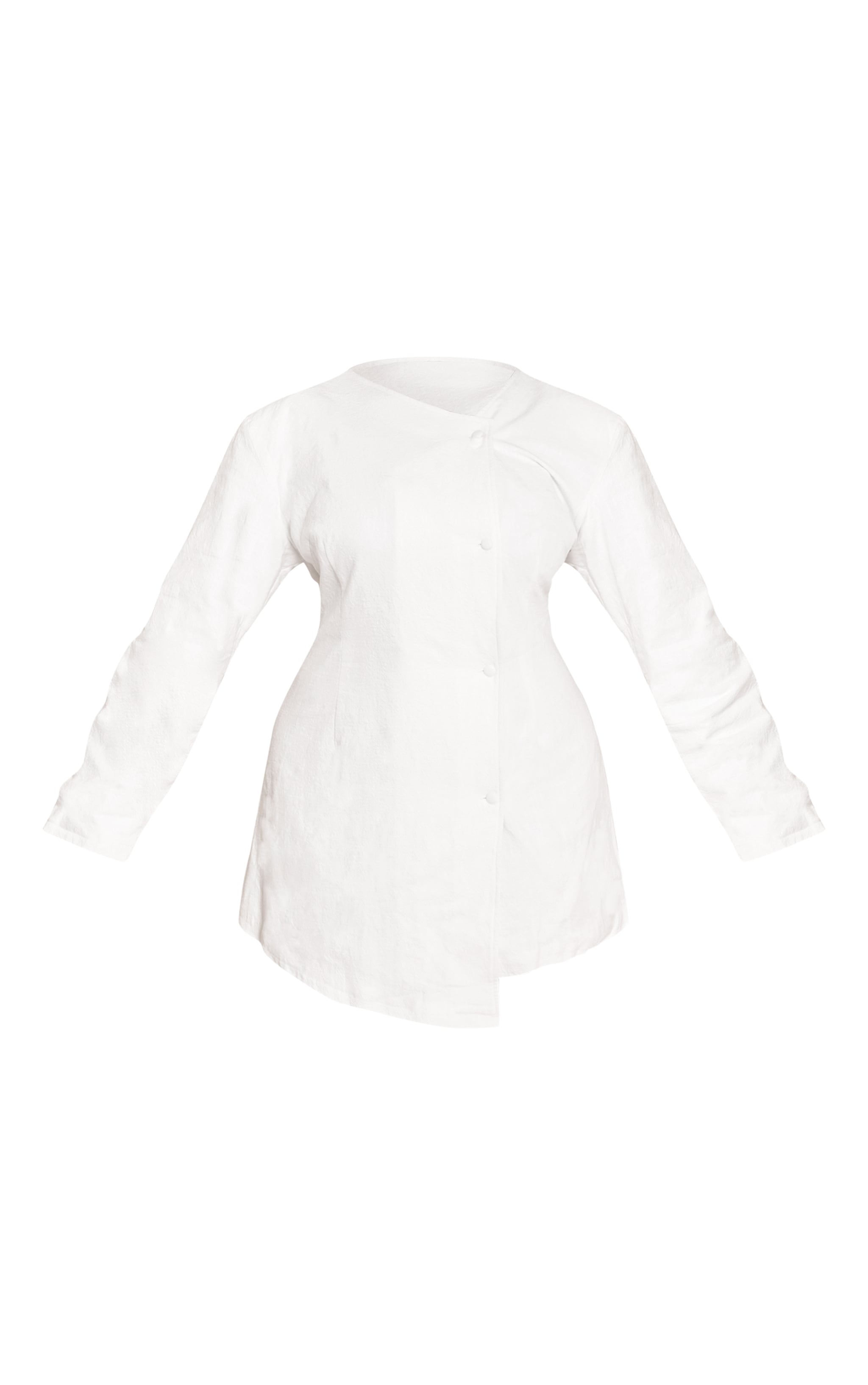 Plus White Premium Linen Cinched Waist Cocoon Sleeve Mini Dress image 5