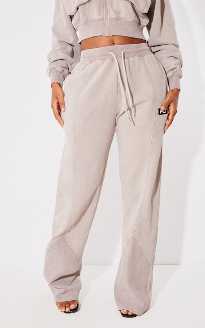 PRETTYLITTLETHING Shape Taupe Washed Wide Leg Sweatpants