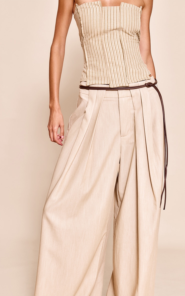 Mushroom Pleated Woven Wide Leg Pants image 4