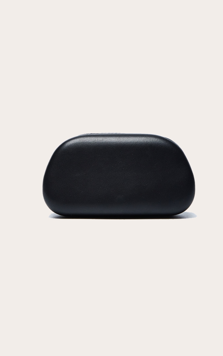 Black PU Oval Handle Hard Clutch Bag image 5