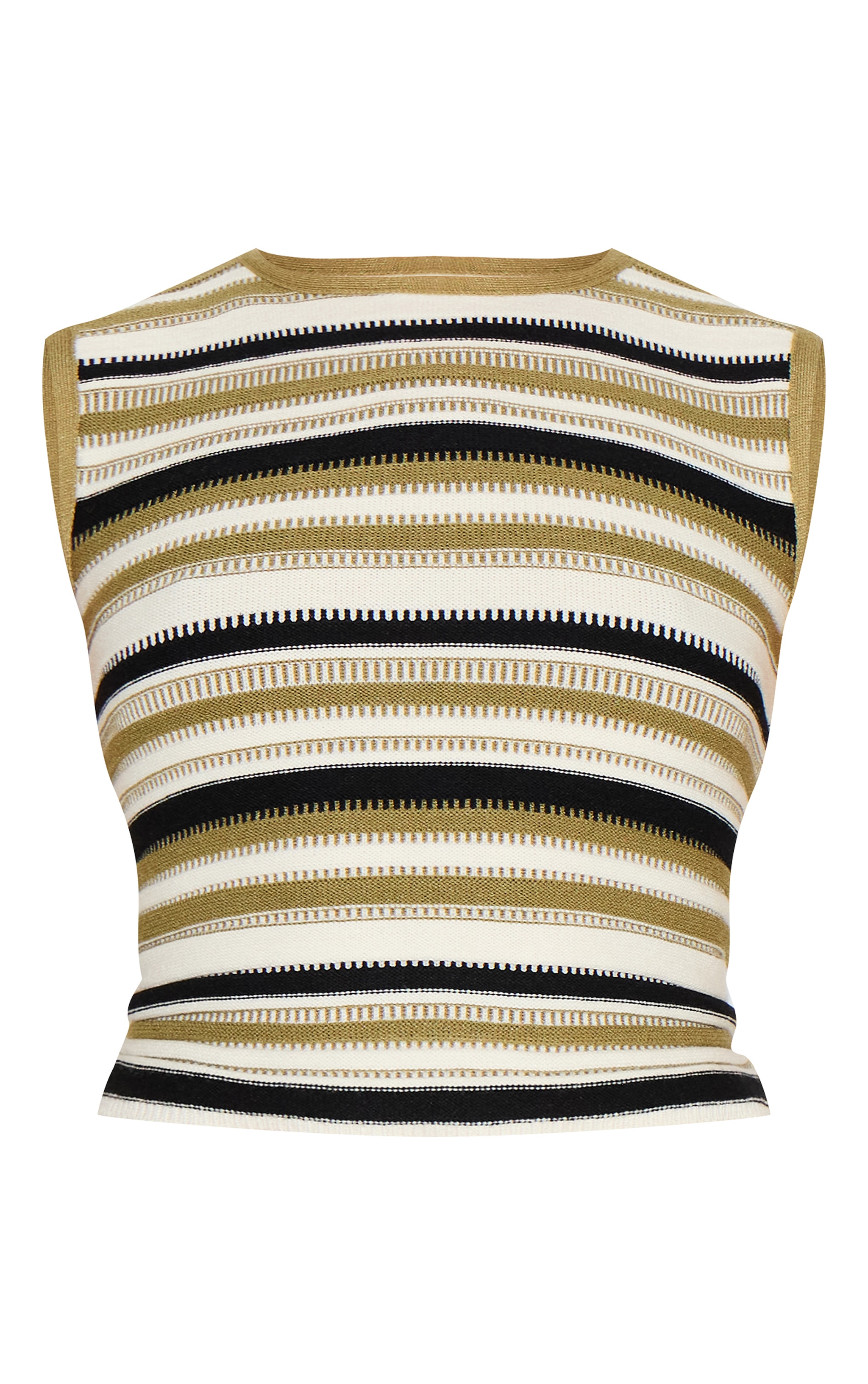 Shape Olive Knitted Striped Vest Top image 5