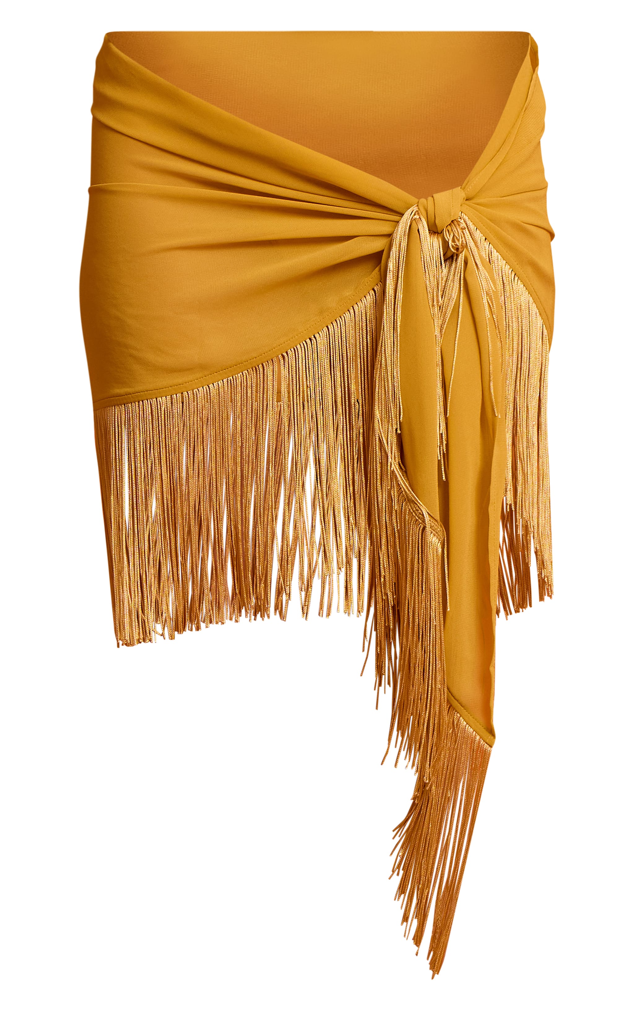 Mustard Chiffon Fringe Trim Sarong image 5